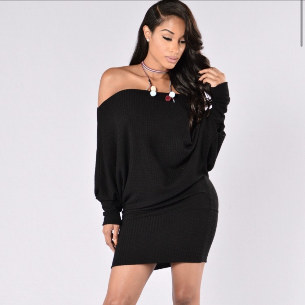 Off shoulder sweater dress